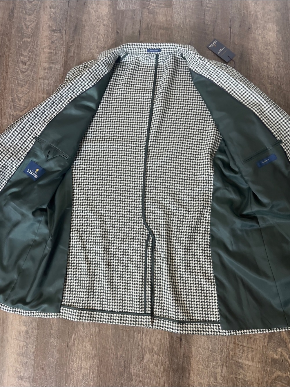 Stafford Classic Green Houndstooth Sport Coat-Size 46L - Picture 6 of 12